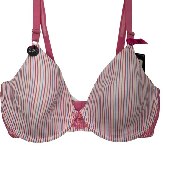 Maidenform Extra Coverage T-Shirt Women Bra 40C Pink Stripe Everyday Comfort Fit - Picture 7 of 9